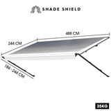 Shade Shield 16ft x 8ft Caravan Retractable Awning, Powder Coated 6063 Aluminium and Vinyl, for Caravan, Motorhome, RV, Work Trailer