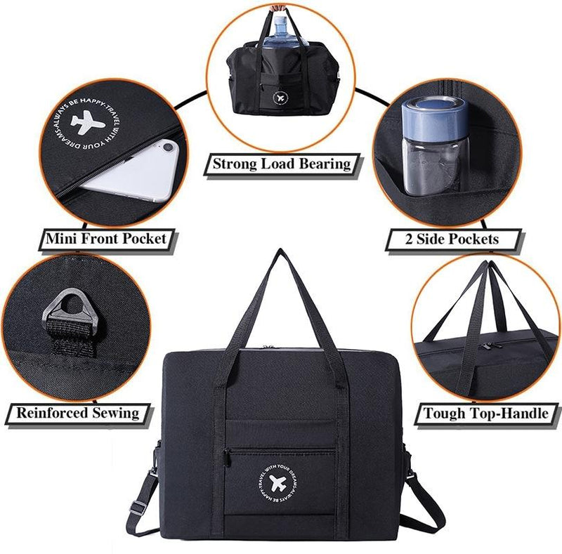 Foldable Travel Bag for Camping & Hiking - Large - Large Black