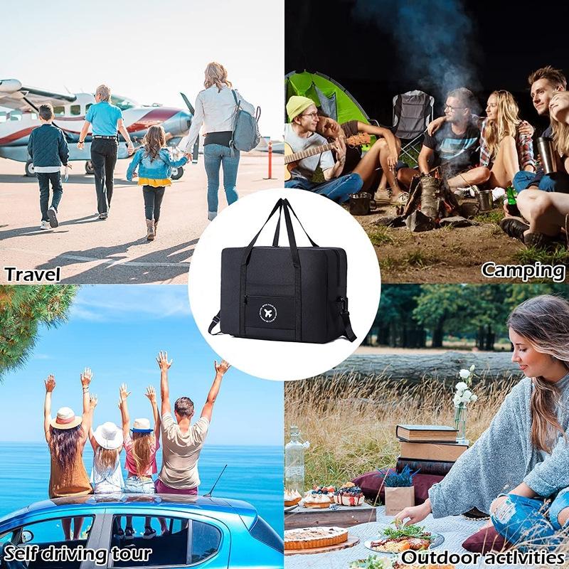 Foldable Travel Bag for Camping & Hiking - Large - Large Black
