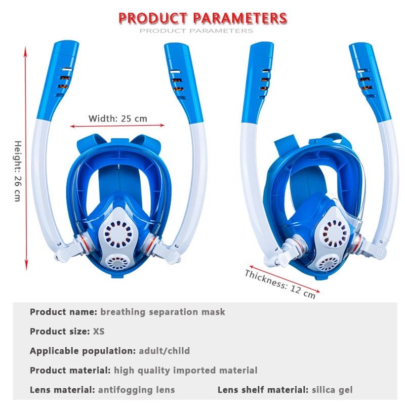Full Dry Silicone Kids Diving Mask with Double Tubes - White Yellow