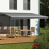 Outdoor Folding Arm Awning Retractable Sunshade Canopy Grey 4.0m x 2.5m