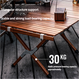 Portable Solid Wood Folding Camping Table - Sapele Roll-Up Picnic and BBQ Dining Table 120*60*43.5cm