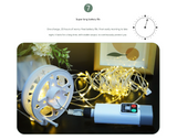 (100 lights warm white at 10 meters) Camping tent light kit - rechargeable power bank, spool light string, remote control