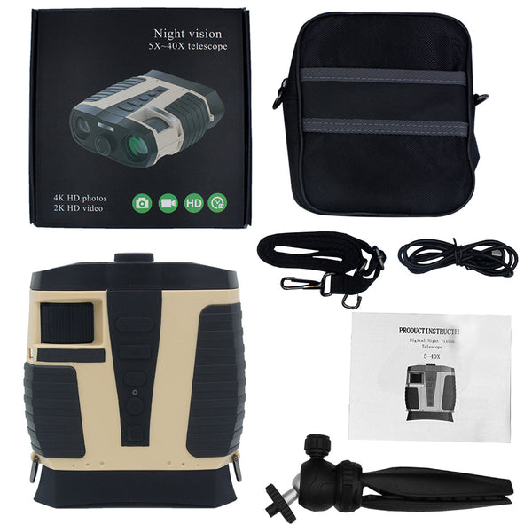 Beige HD Digital Night Vision Binoculars - High Magnification Infrared Scope with Color Night View